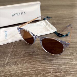 NIB Bertha Hayley Polarized Sunglasses Blue Rose Gold OS